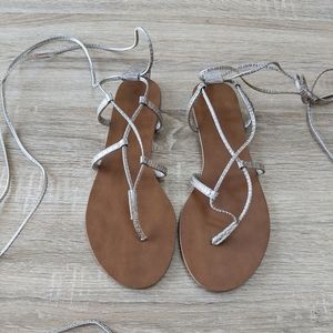 Mossimo Supply and Co. Silver lace up sandals
